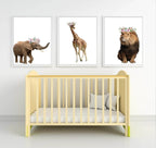 Lion With Floral Crown Print | Kids Animal Wall Art - Larosier Prints