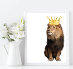 Lion With Gold Crown Print | Animal Wall Art - Larosier Prints