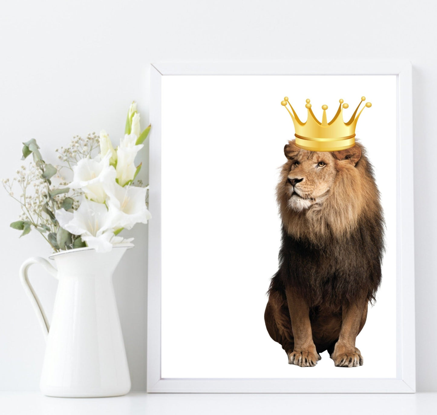 Lion With Gold Crown Print | Animal Wall Art