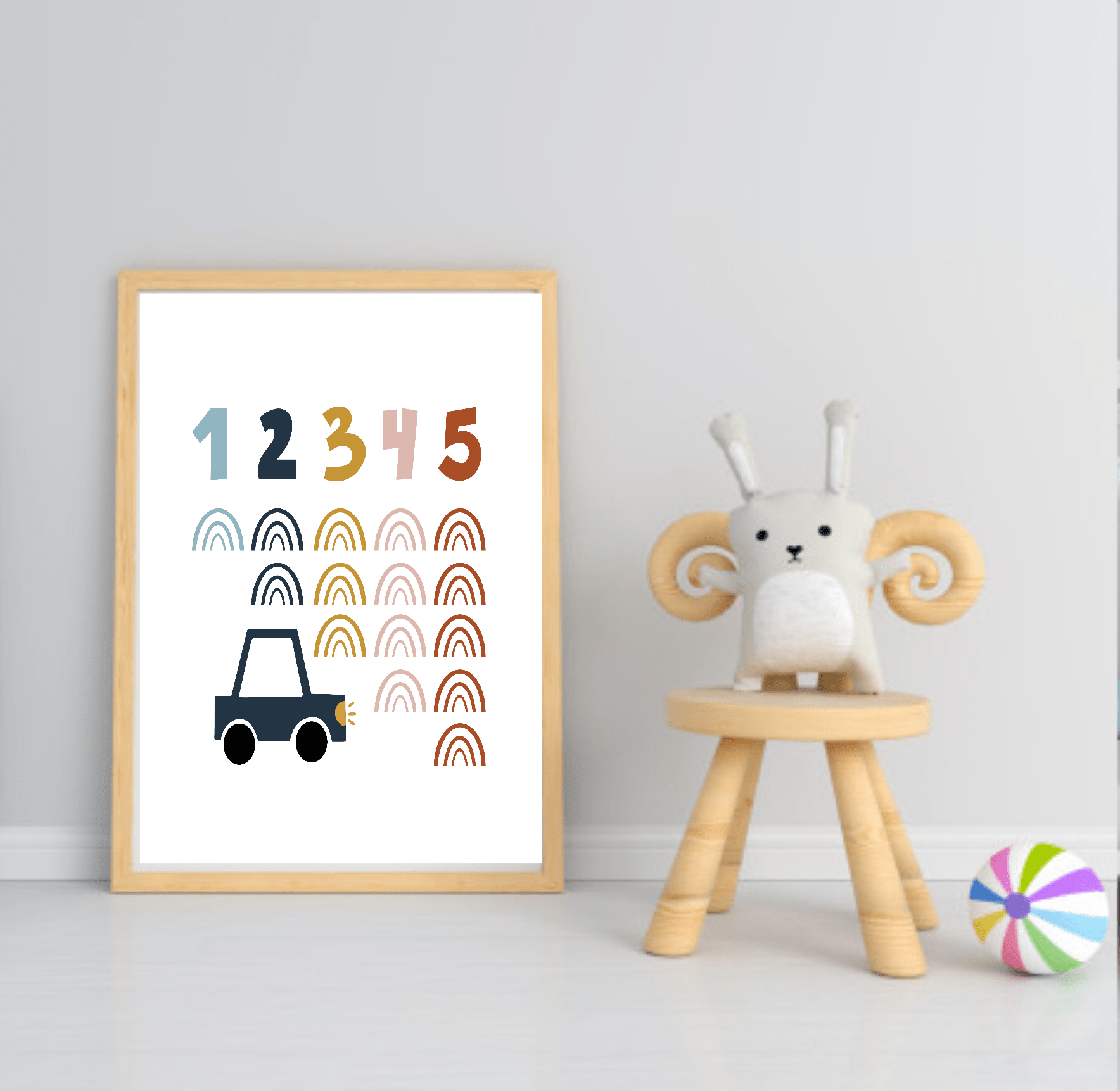 Little Drivers Transport Club Prints | Boys Nursery Wall Art Counting rainbows