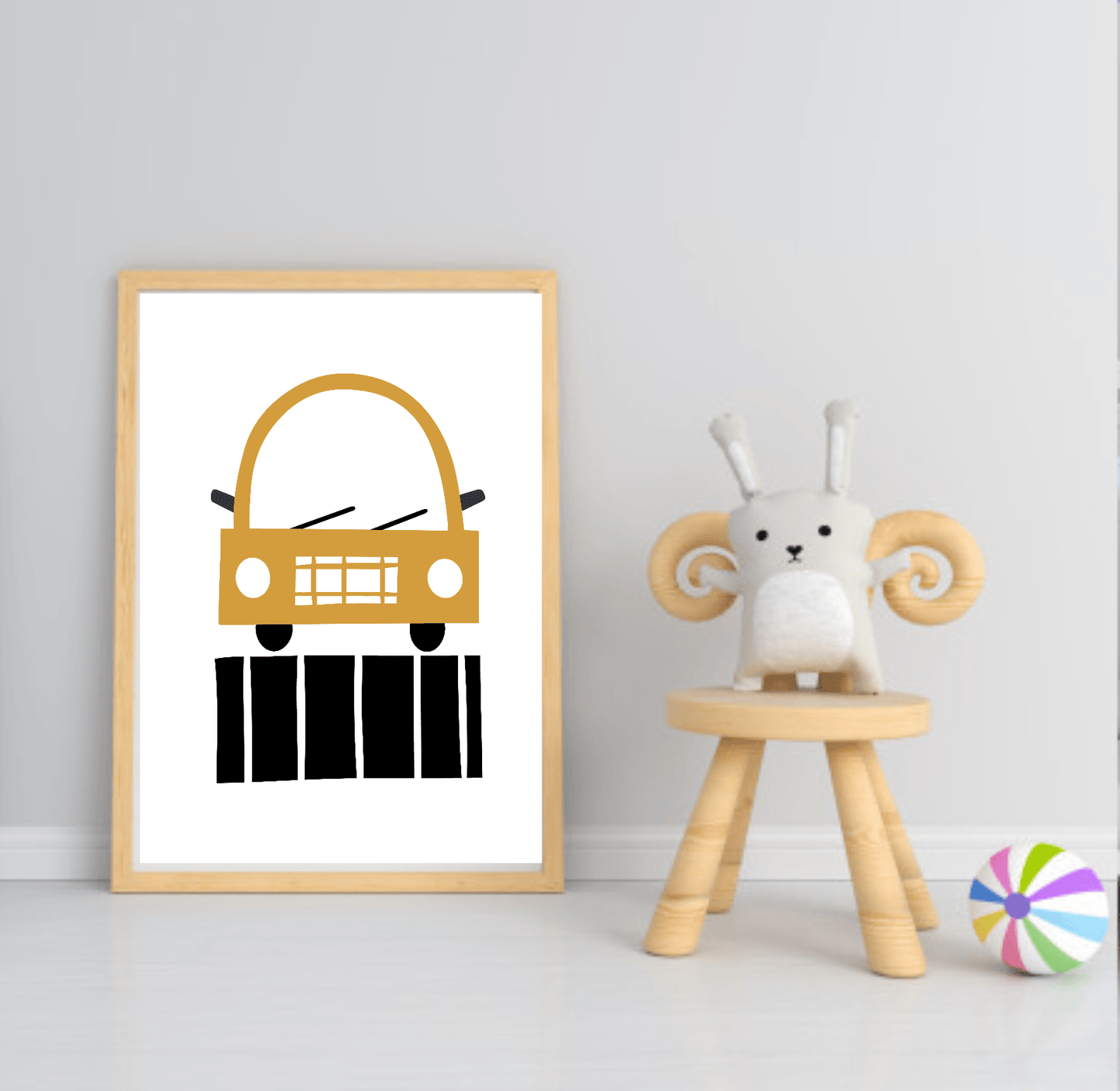 Little Drivers Transport Club Prints | Boys Nursery Wall Art Car on Zebra Crossing