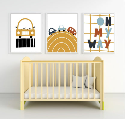 Little Drivers Transport Club Prints | Boys Nursery Wall Art