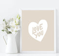 Love You Print | Heart Wall Art - Larosier Prints