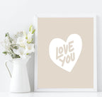 Love You Print | Heart Wall Art - Larosier Prints