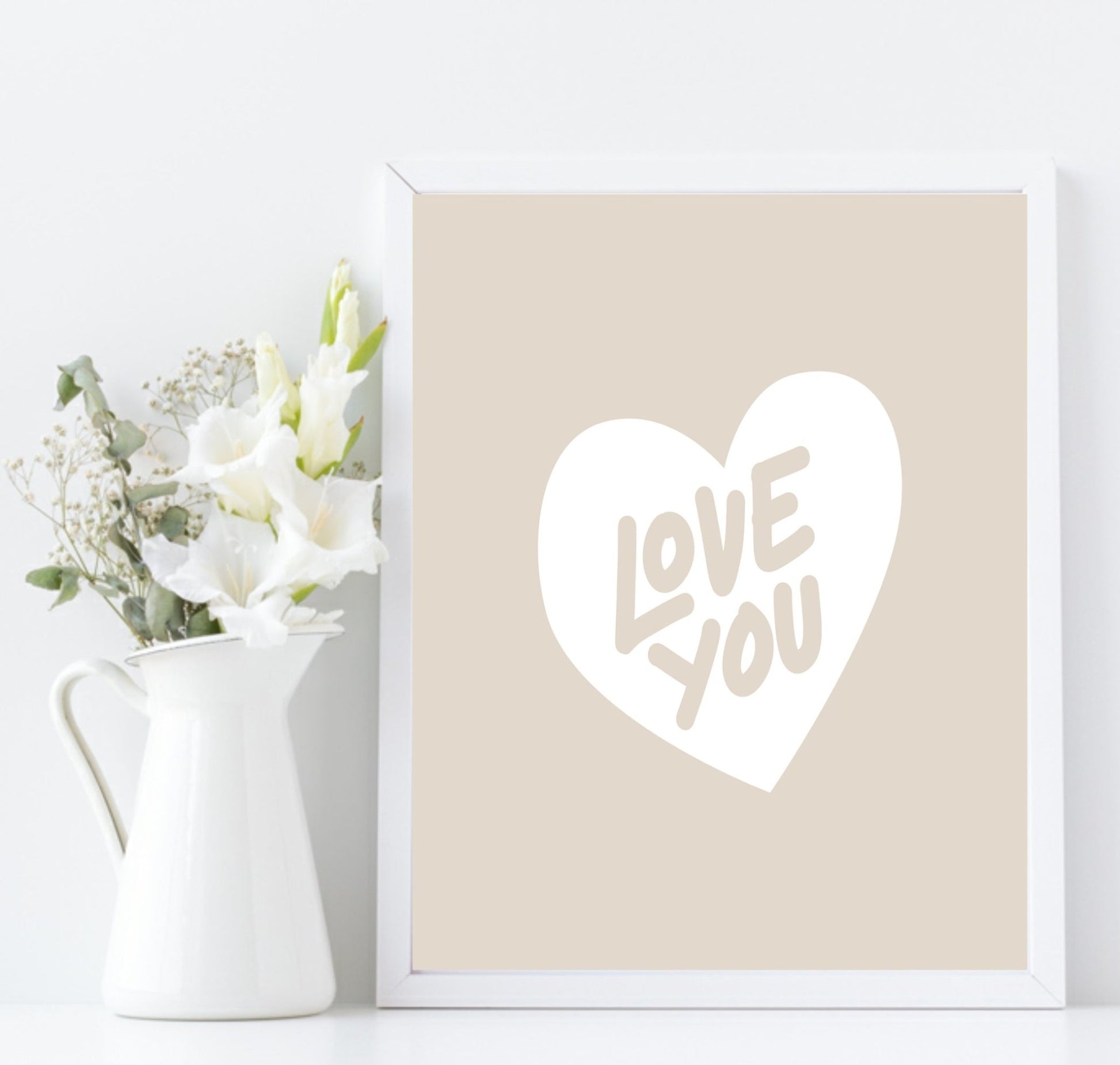 Love You Print | Heart Wall Art A3