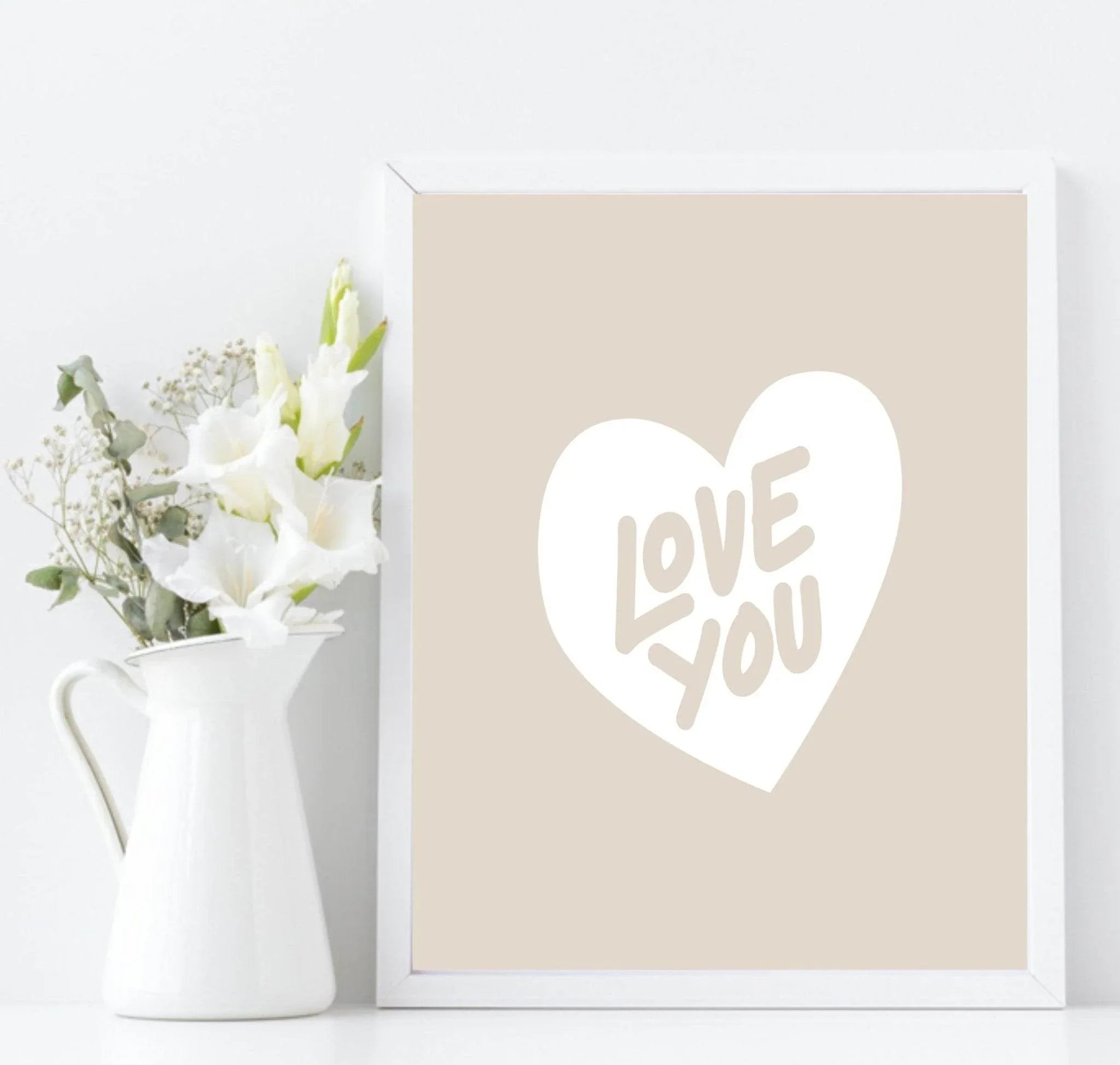 Love You Print | Heart Wall Art - Larosier Prints