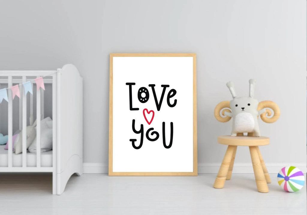 Love You Print | Scandinavian Inspired Kids Wall Art - Larosier Prints