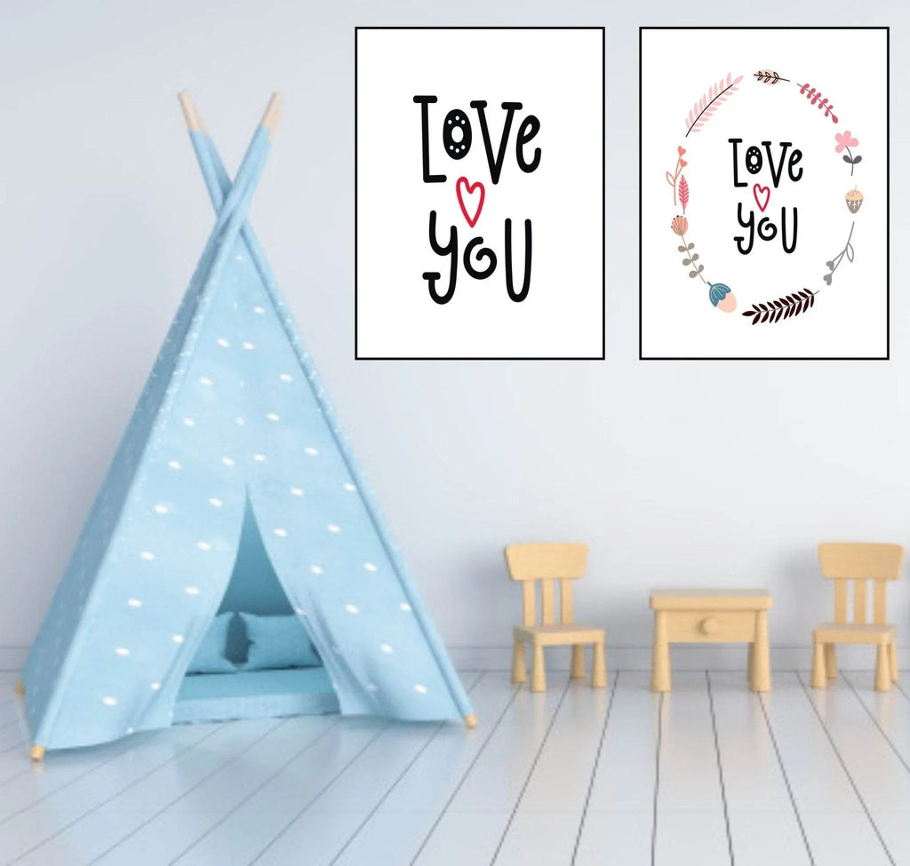 Love You Print | Scandinavian Inspired Kids Wall Art - Larosier Prints