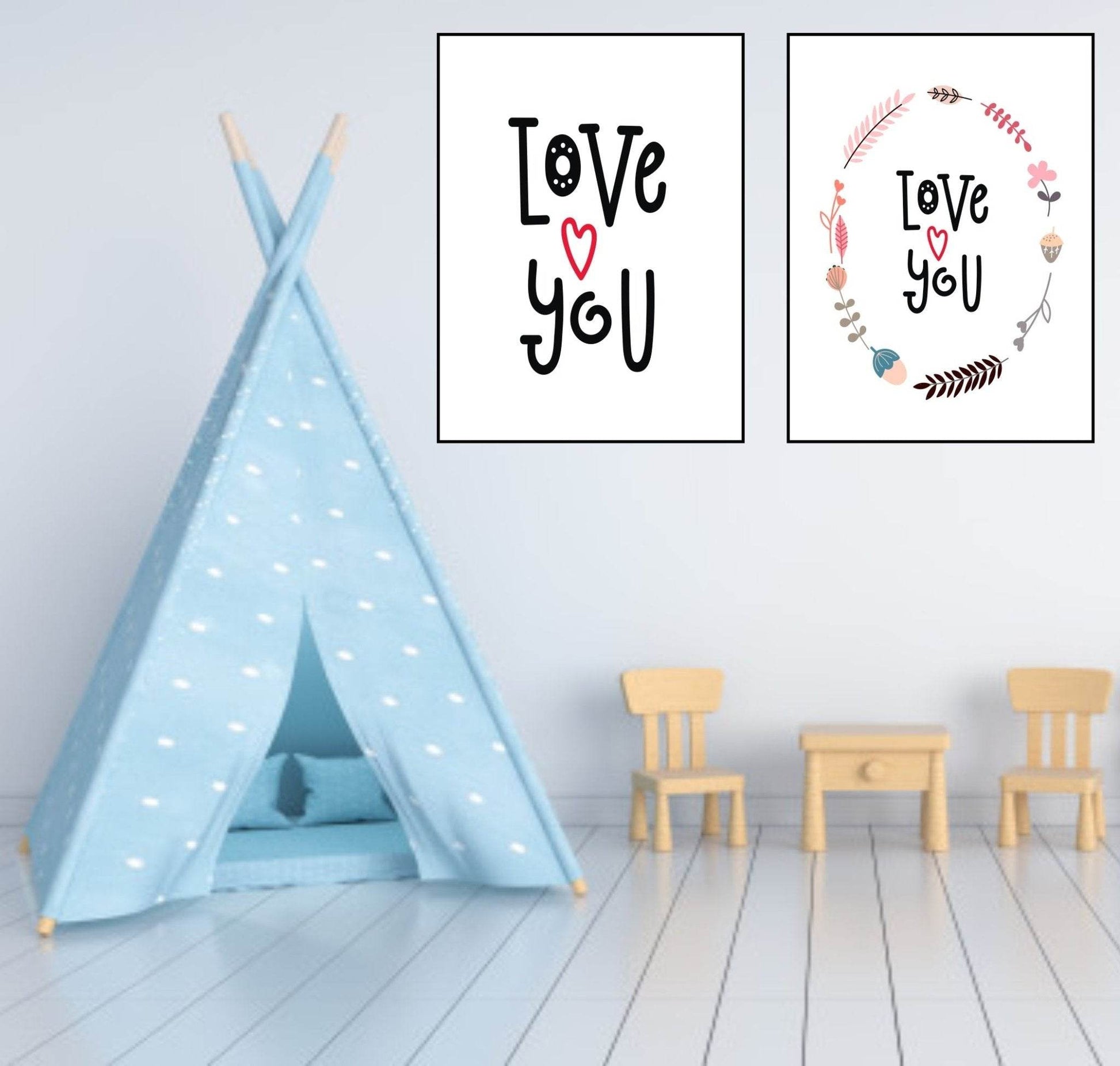 Love You Print | Scandinavian Inspired Kids Wall Art