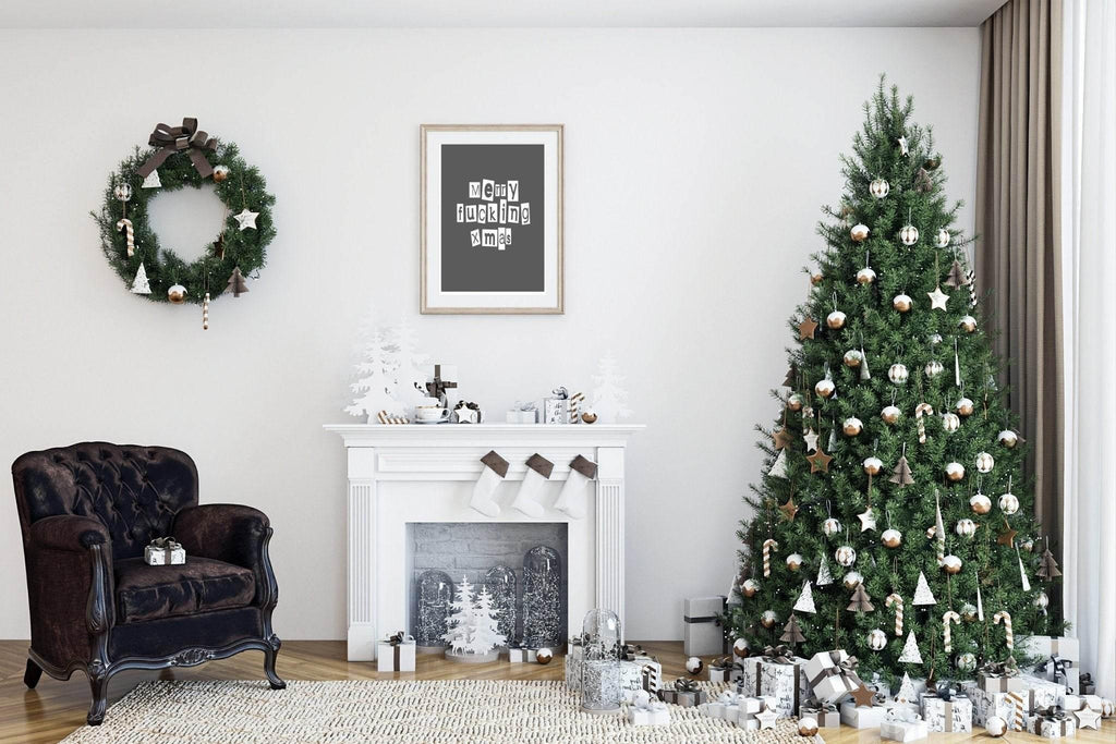 Merry Christmas Print | Rude Humour Wall Art | Customisable - Larosier Prints