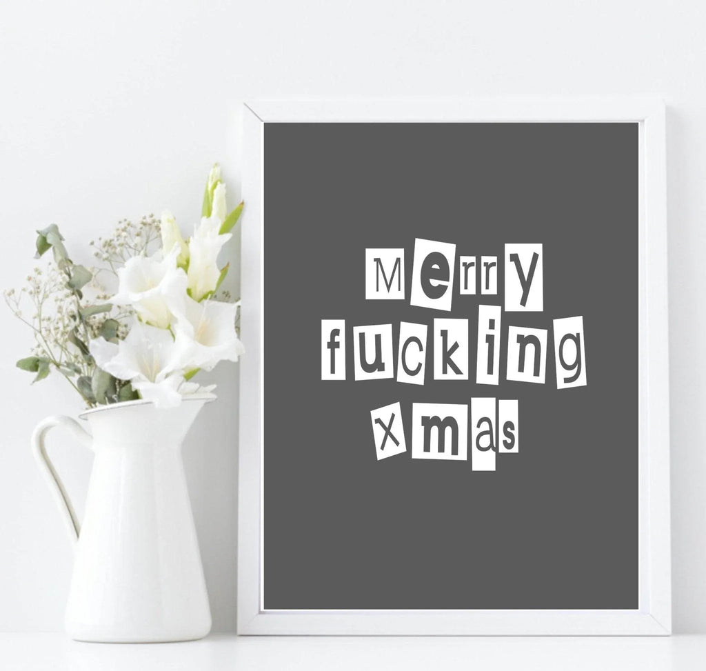 Merry Christmas Print | Rude Humour Wall Art | Customisable - Larosier Prints