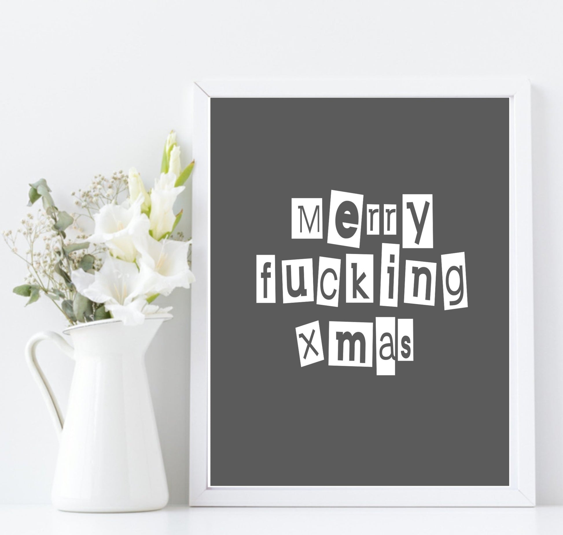 Merry Christmas Print | Rude Humour Wall Art | Customisable