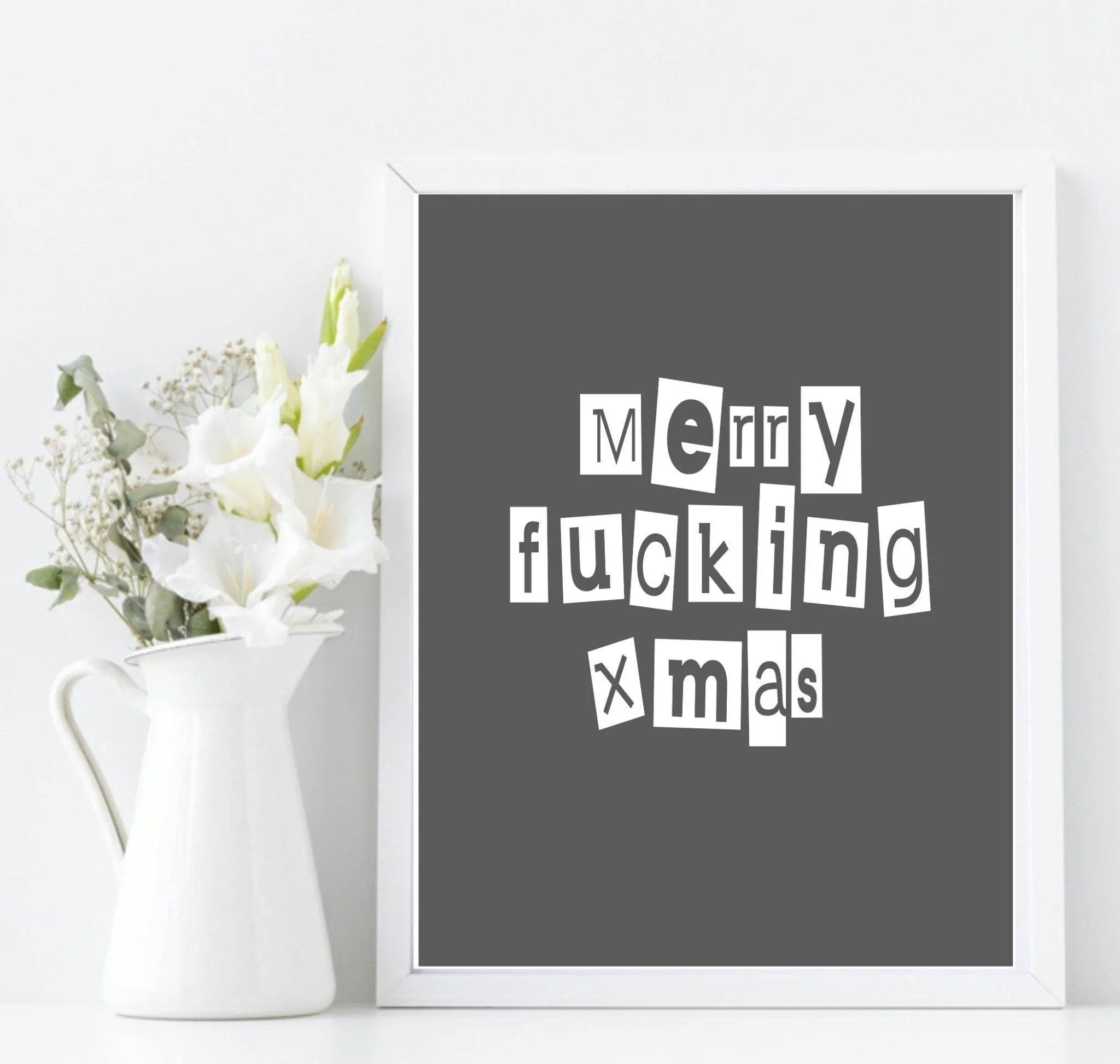 Merry Christmas Print | Rude Humour Wall Art | Customisable - Larosier Prints
