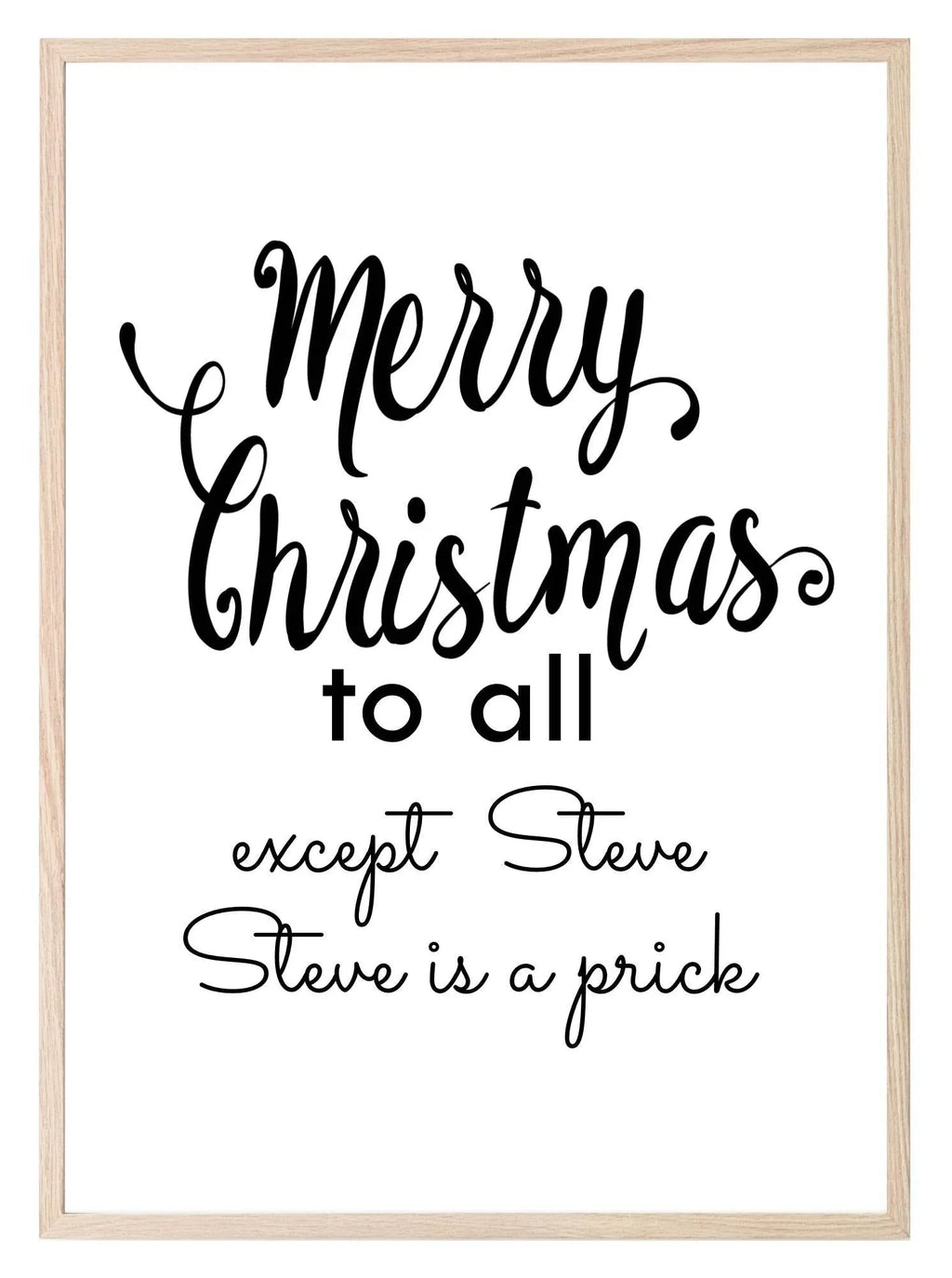 Merry Christmas To All Except *NAME* Print | Personalised Sweary Wall Art - Larosier Prints