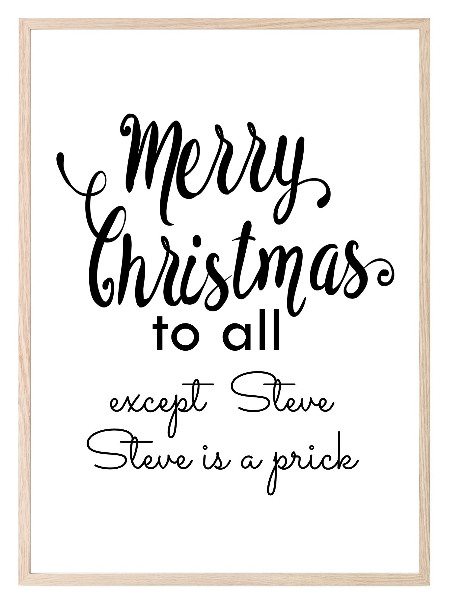 Merry Christmas To All Except *NAME* Print | Personalised Sweary Wall Art