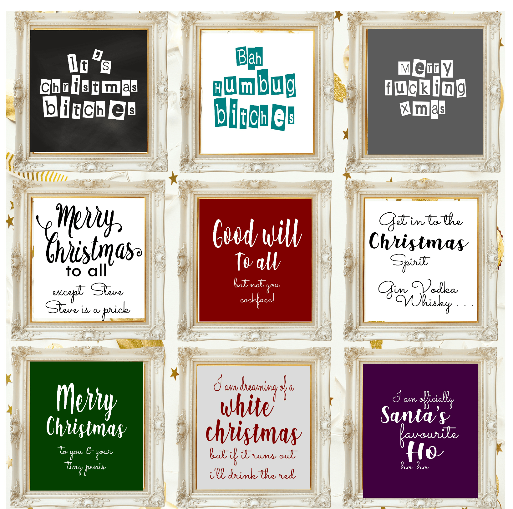 Merry Christmas To All Except *NAME* Print | Personalised Sweary Wall Art