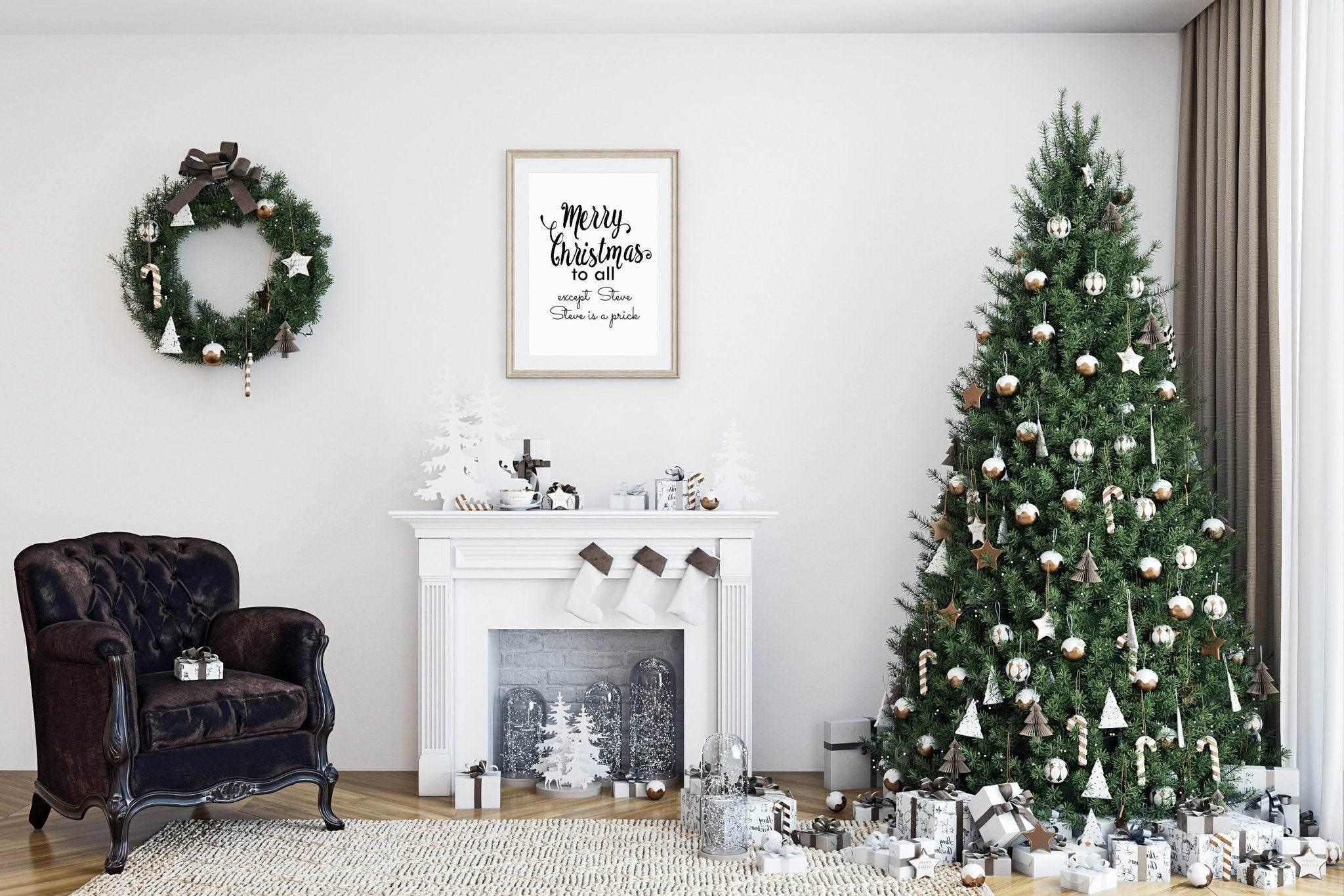 Merry Christmas To All Except *NAME* Print | Personalised Sweary Wall Art - Larosier Prints