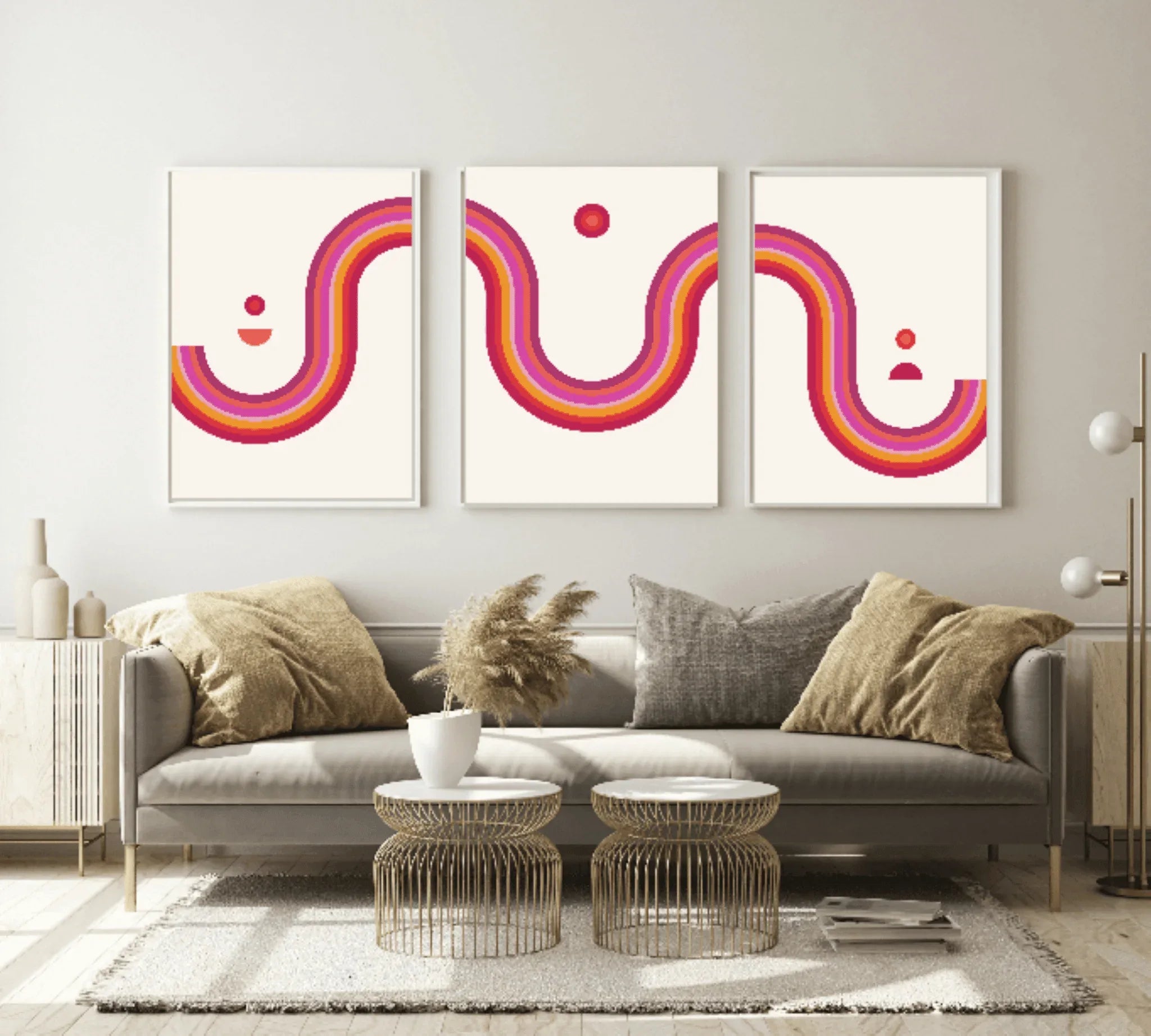Modern Abstract Print set of 3 | Bright Or Grey Scale Wall Art - Larosier Prints