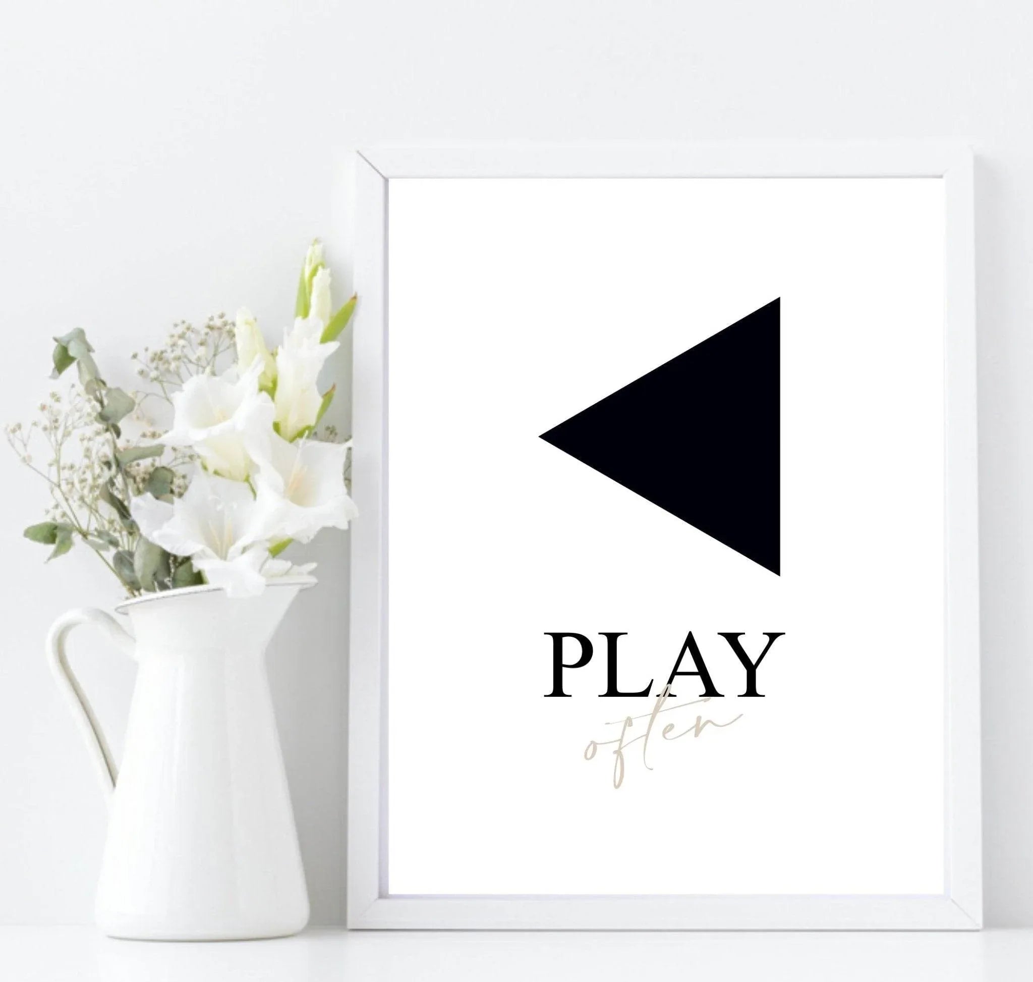 Modern Play Often, Pause Rarely, Stop Never Prints Set of 3 | Abstract Wall Art - Larosier Prints