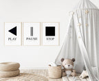 Modern Play Often, Pause Rarely, Stop Never Prints Set of 3 | Abstract Wall Art - Larosier Prints