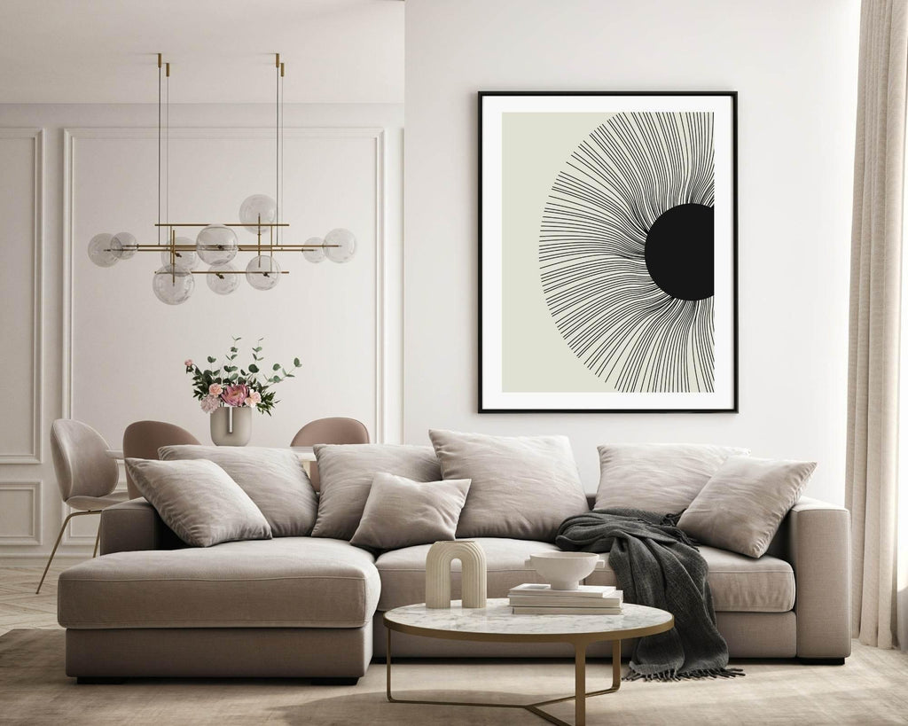 Monochrome Abstract Collection of 4 Prints | Rose Eyes , Woman , Line Floral , Black Sun Wall Art - Larosier Prints