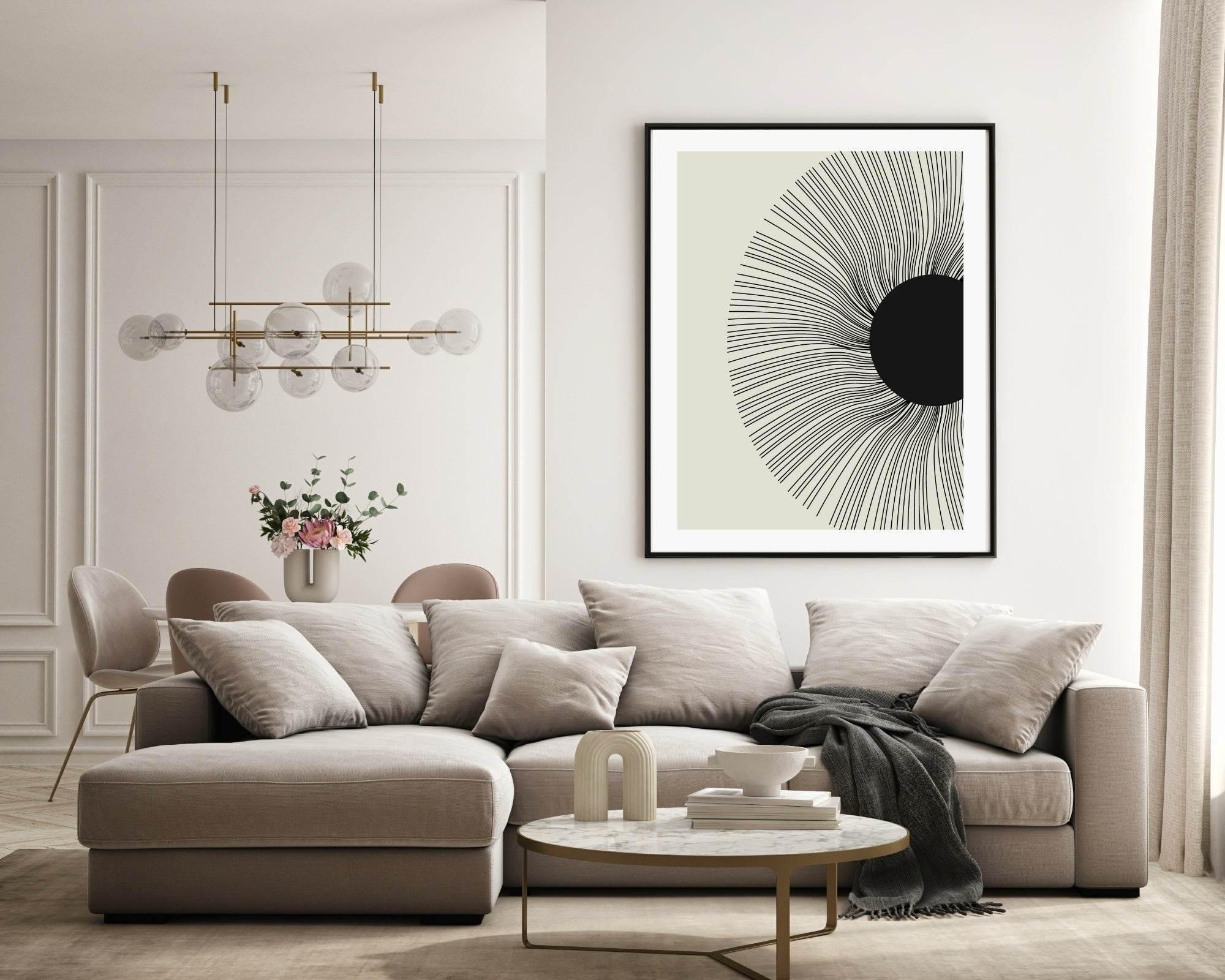 Monochrome Abstract Collection of 4 Prints | Rose Eyes , Woman , Line Floral , Black Sun Wall Art - Larosier Prints