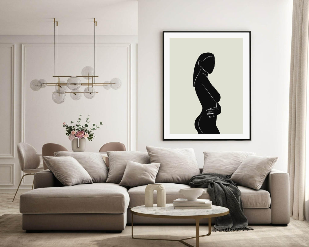 Monochrome Abstract Collection of 4 Prints | Rose Eyes , Woman , Line Floral , Black Sun Wall Art - Larosier Prints