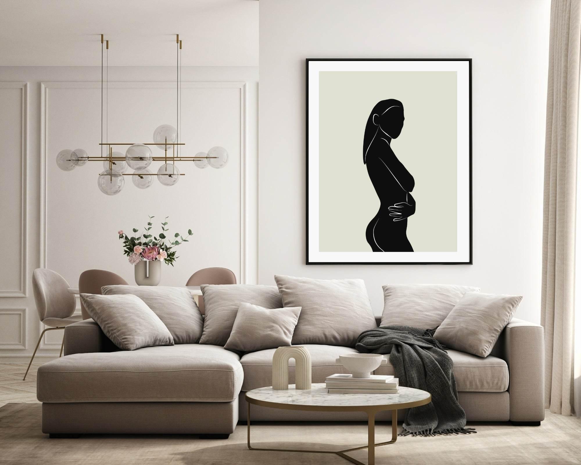 Monochrome Abstract Collection of 4 Prints | Rose Eyes , Woman , Line Floral , Black Sun Wall Art - Larosier Prints
