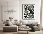 Monochrome Abstract Collection of 4 Prints | Rose Eyes , Woman , Line Floral , Black Sun Wall Art - Larosier Prints