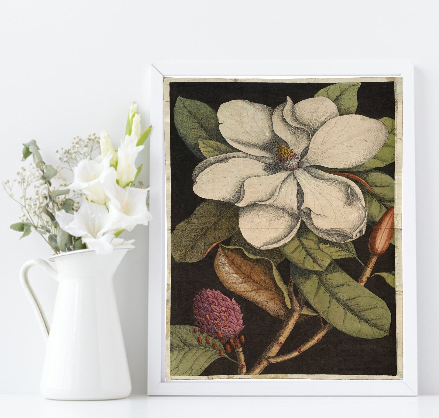 Moody Flower Print | Black Floral Wall Art