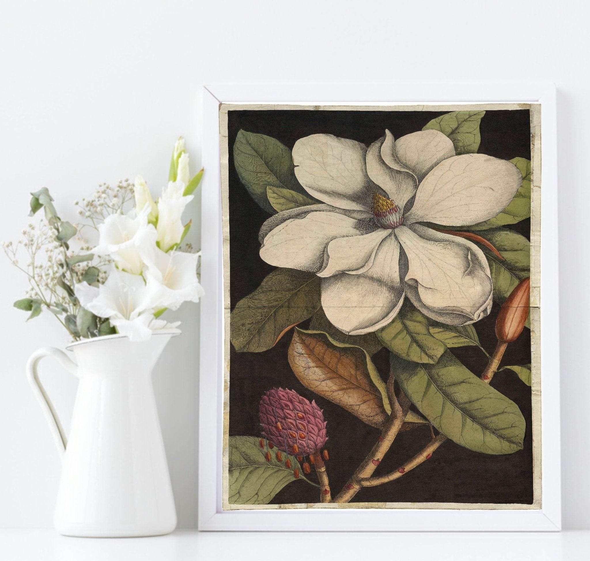 Moody Flower Print | Black Floral Wall Art - Larosier Prints