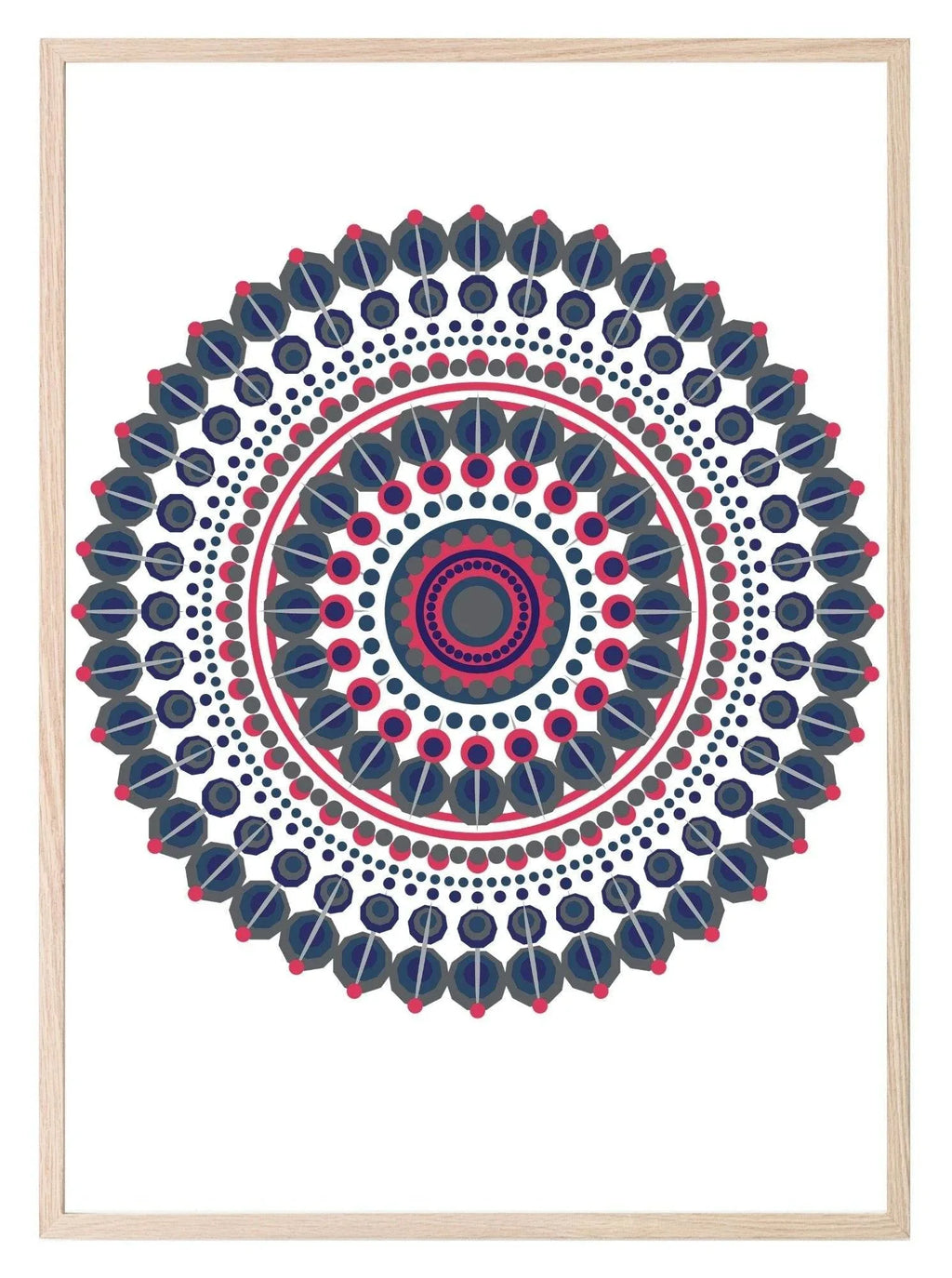 Navy & Pink Mandala Print | Modern Pattern Wall Art - Larosier Prints