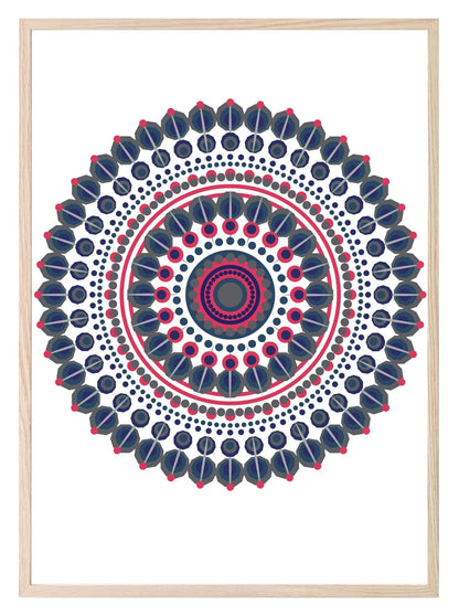 Navy & Pink Mandala Print | Modern Pattern Wall Art