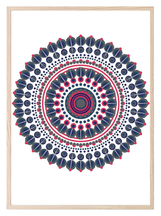 Navy & Pink Mandala Print | Modern Pattern Wall Art