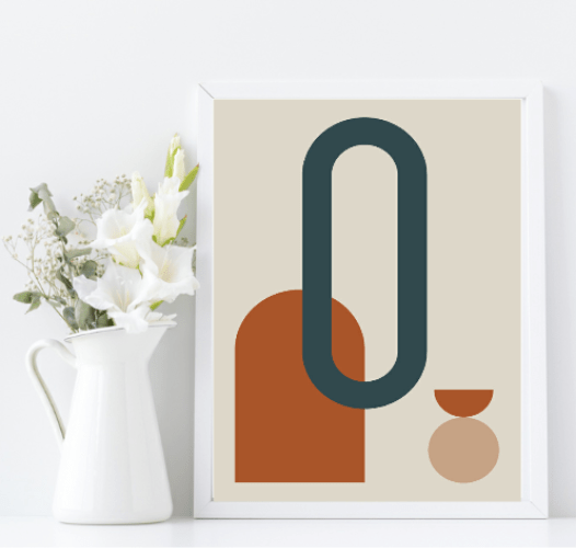 Navy, Rust & Tan Abstract Prints Collection | Modern Wall Art Through The Window