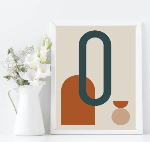 Navy, Rust & Tan Abstract Prints Collection | Modern Wall Art - Larosier Prints