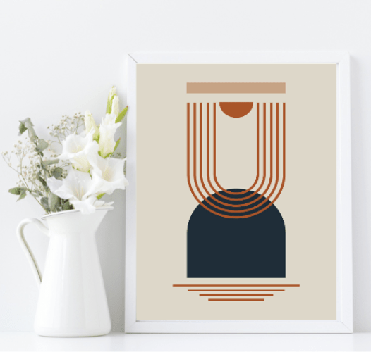 Navy, Rust & Tan Abstract Prints Collection | Modern Wall Art Under The Rainbow