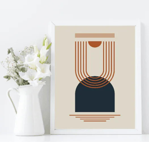 Navy, Rust & Tan Abstract Prints Collection | Modern Wall Art - Larosier Prints