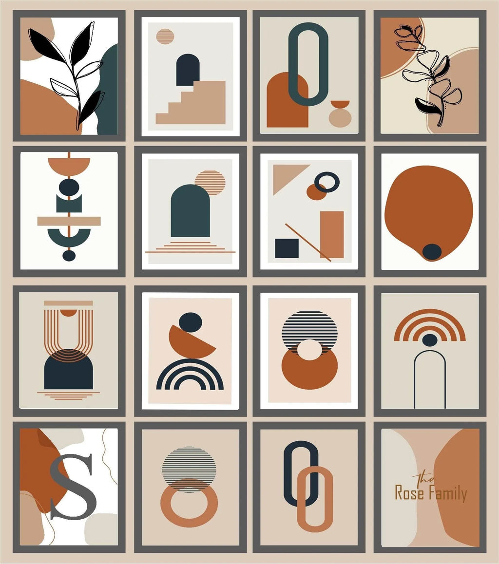Navy, Rust & Tan Abstract Prints Collection | Modern Wall Art - Larosier Prints