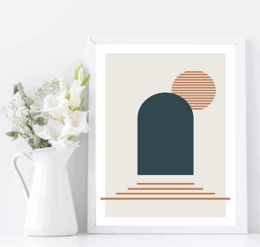 Navy, Rust & Tan Abstract Prints Collection | Modern Wall Art The Archway