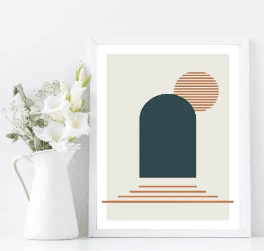 Navy, Rust & Tan Abstract Prints Collection | Modern Wall Art - Larosier Prints