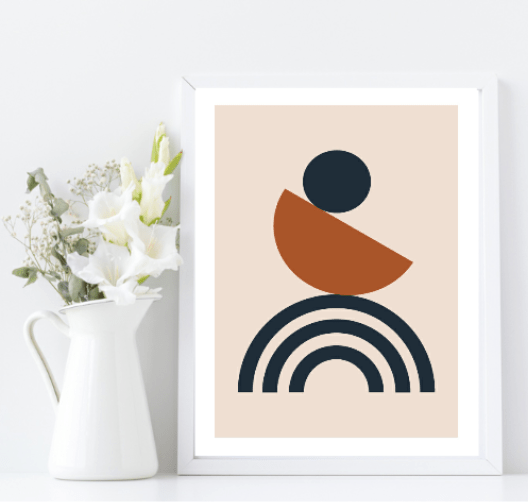 Navy, Rust & Tan Abstract Prints Collection | Modern Wall Art Over The Rainbow