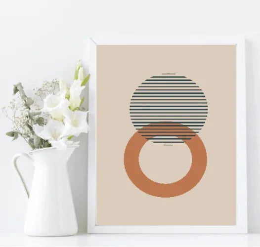 Navy, Rust & Tan Abstract Prints Collection | Modern Wall Art - Larosier Prints