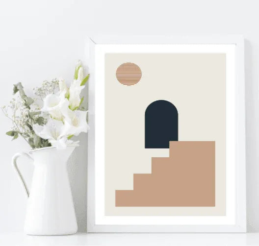 Navy, Rust & Tan Abstract Prints Collection | Modern Wall Art - Larosier Prints