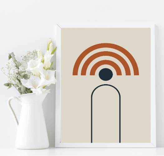 Navy, Rust & Tan Abstract Prints Collection | Modern Wall Art Wifi Head