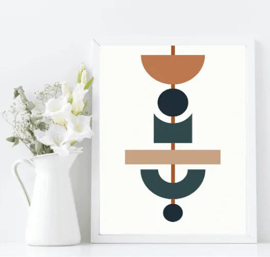 Navy, Rust & Tan Abstract Prints Collection | Modern Wall Art - Larosier Prints