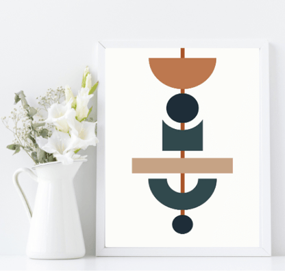 Navy, Rust & Tan Abstract Prints Collection | Modern Wall Art Kebab