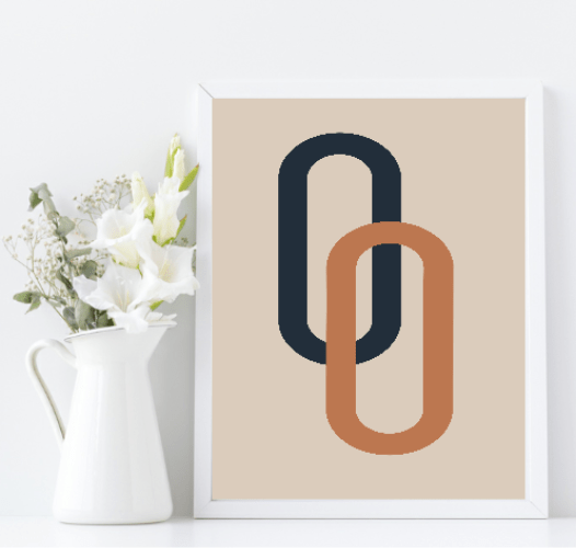 Navy, Rust & Tan Abstract Prints Collection | Modern Wall Art And Then There Were Two