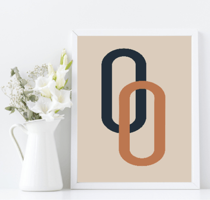 Navy, Rust & Tan Abstract Prints Collection | Modern Wall Art And Then There Were Two