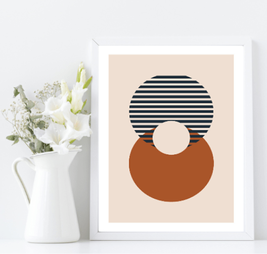 Navy, Rust & Tan Abstract Prints Collection | Modern Wall Art Bullseye